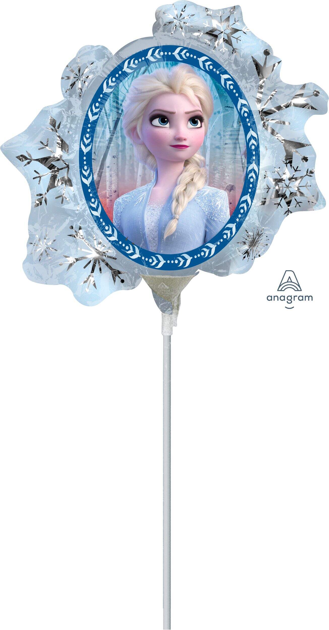 Disney Frozen Elsa & Anna Satin Mini-Shape Foil Balloon, Blue, Air-Filled for Birthday Party Front_Flat