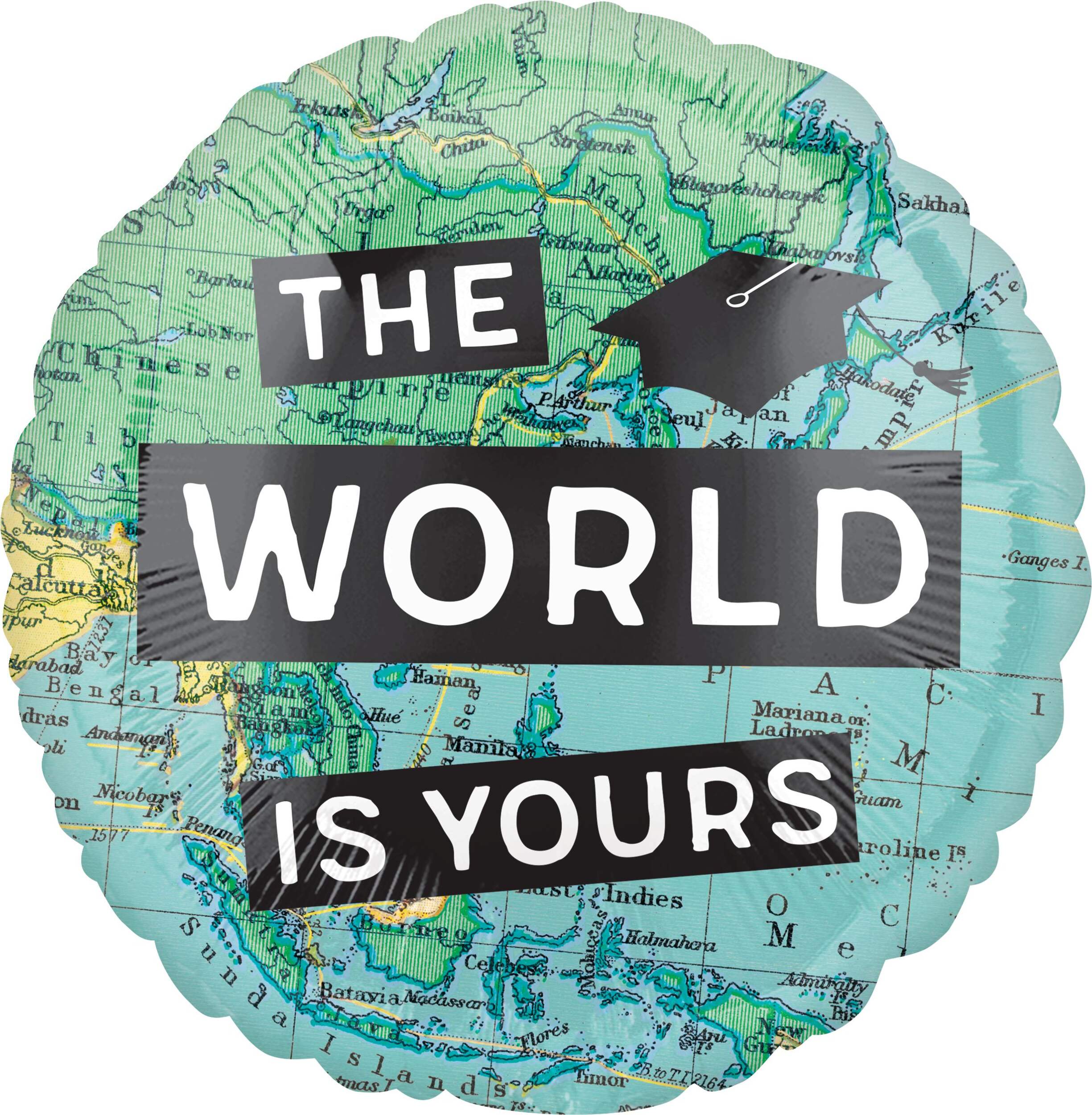 The World Awaits Congrats Graduation Balloon, 18-in Front_Flat