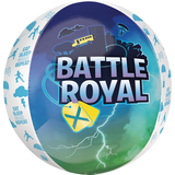 Ballon en aluminium satiné Orbz Battle Royal, bleu/vert, 16 po, gonflement à l'hélium et ruban inclus, pour fête d'anniversaire Front_Flat