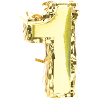 0-9 Number Shape Mini Pinata Table Decoration, Metallic Gold, 6-in, for Birthday/Anniversary/Graduation Parties Front_Flat