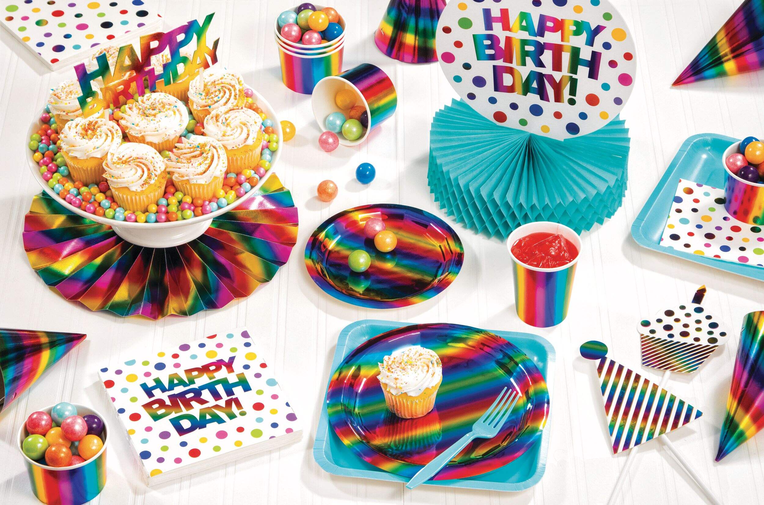 Mirlitons de fête métallisés arc-en-ciel, paq. 8 Composite_or_Mixed