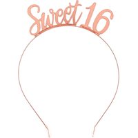 Sweet Sixteen Metal Headband, Rose Gold, One Size, Wearable Accessory for Birthdays Front_Flat