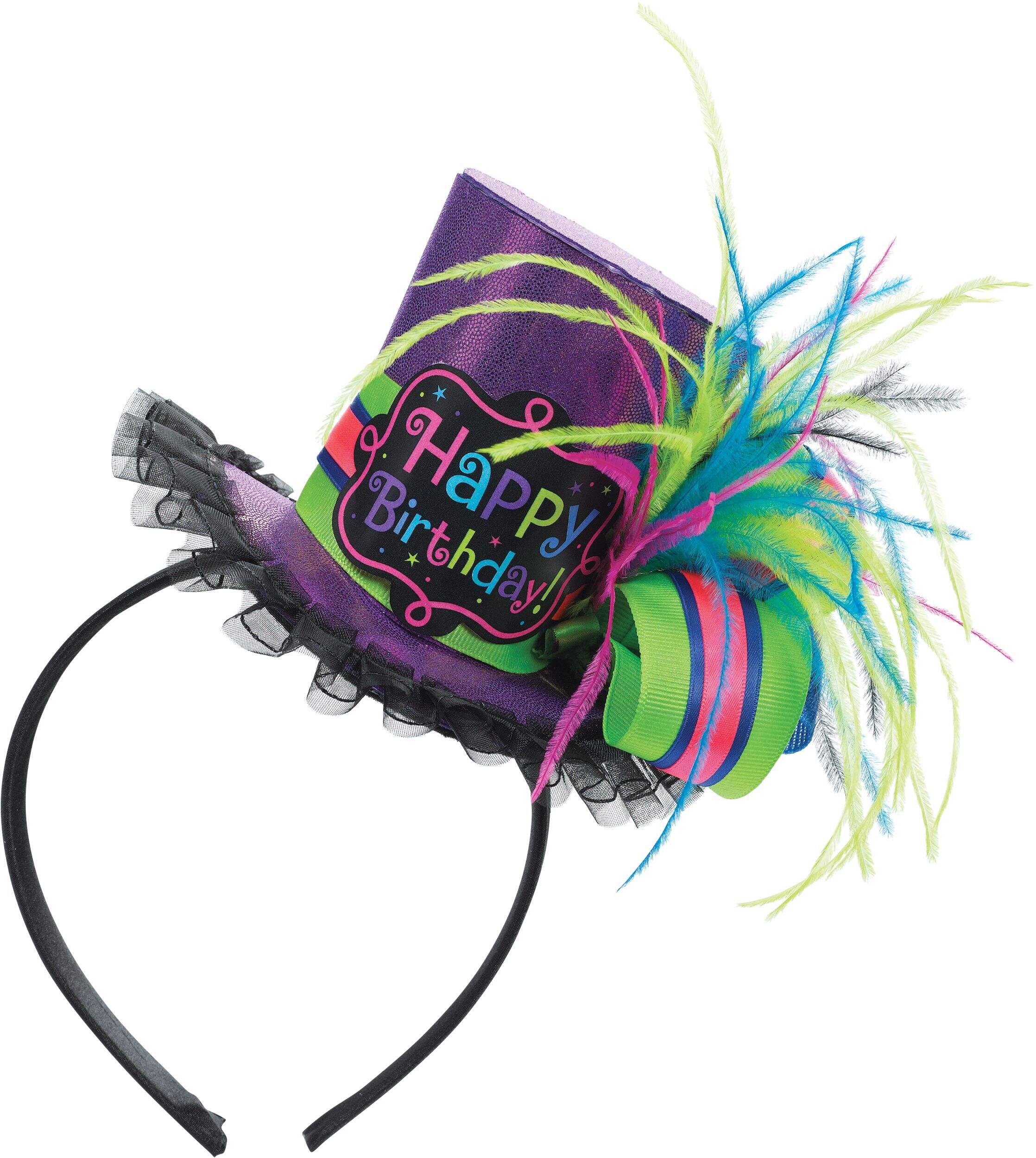 Purple Birthday Mini Top Hat Headband Overhead_Flat