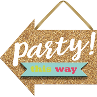 Mini Glitter Gold Sign of the Times Party Sign Front_Flat