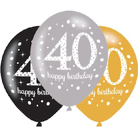 Sparkling Celebration 40th Birthday Balloons, 6-pk Front_Flat