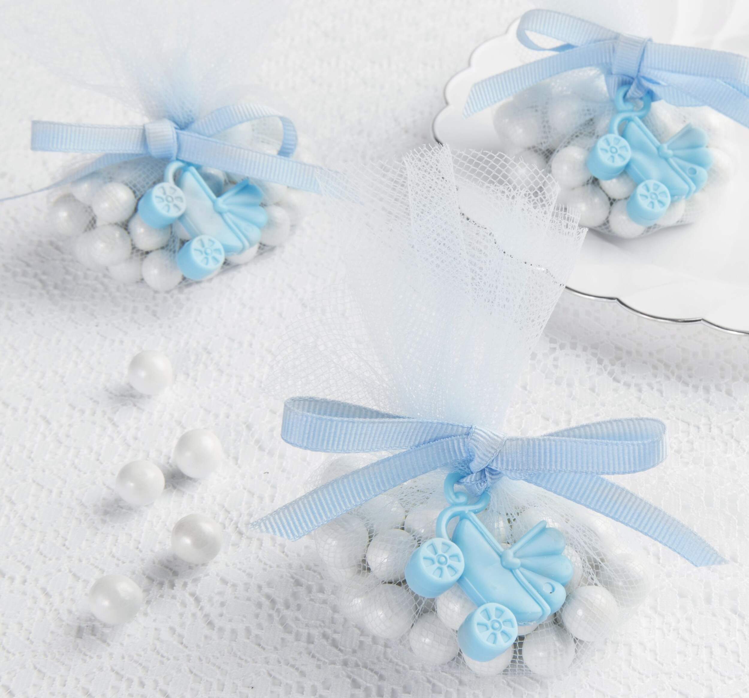 Baby Stroller Favour Charms, Blue, 12-pk, for Baby Shower/Gender Reveal Composite_or_Mixed