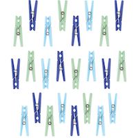 Mini Clothespin Favor Charms, Assorted Colours, 24-pk, for Baby Shower/Gender Reveal
