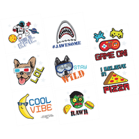 Tatouages temporaires faciles à appliquer Fête épique pour cadeaux-surprises d'anniversaire, 1 feuille de 8 Overhead_Flat