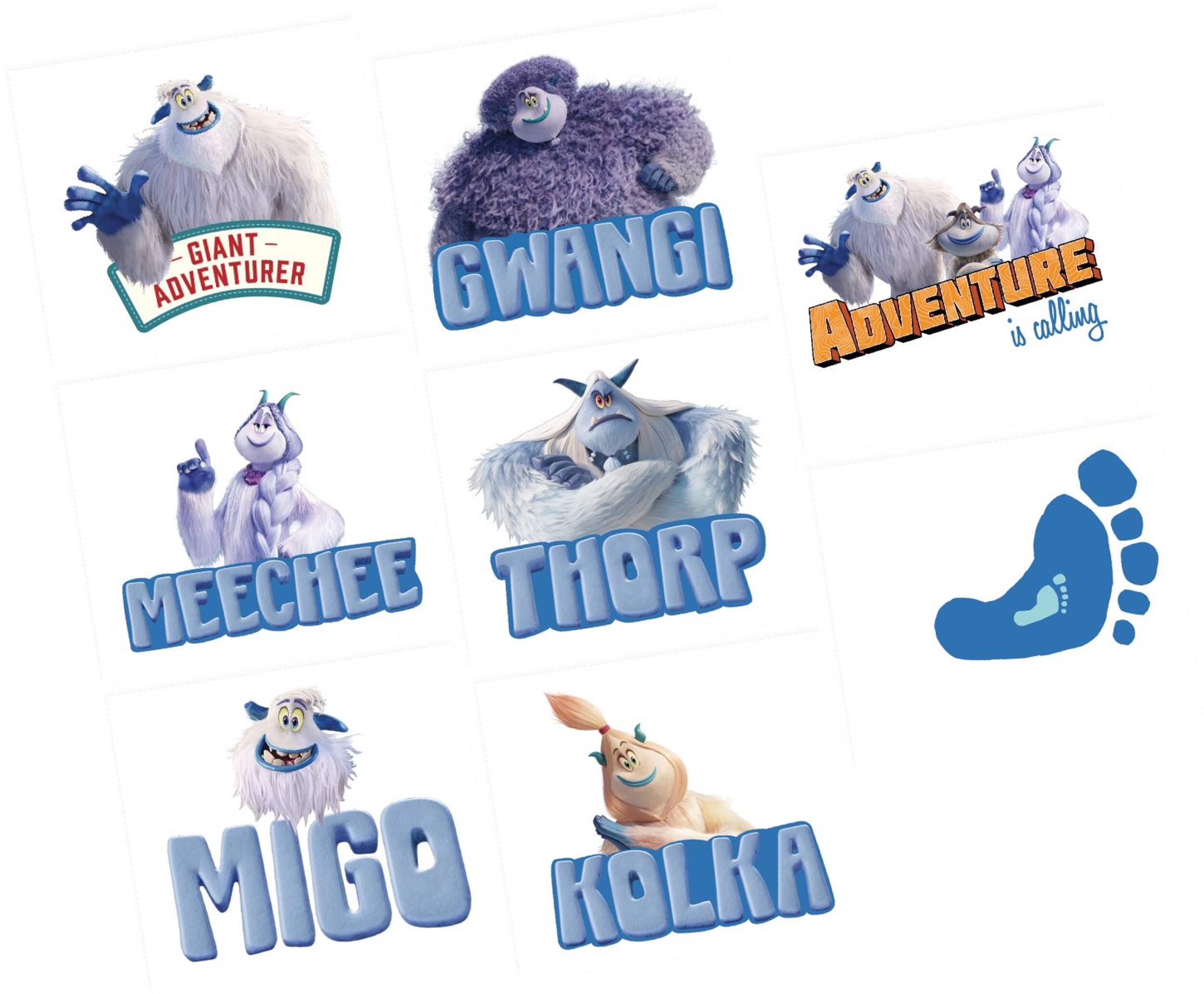 Tatouages Yéti et Compagnie, paq. 8 Overhead_Flat