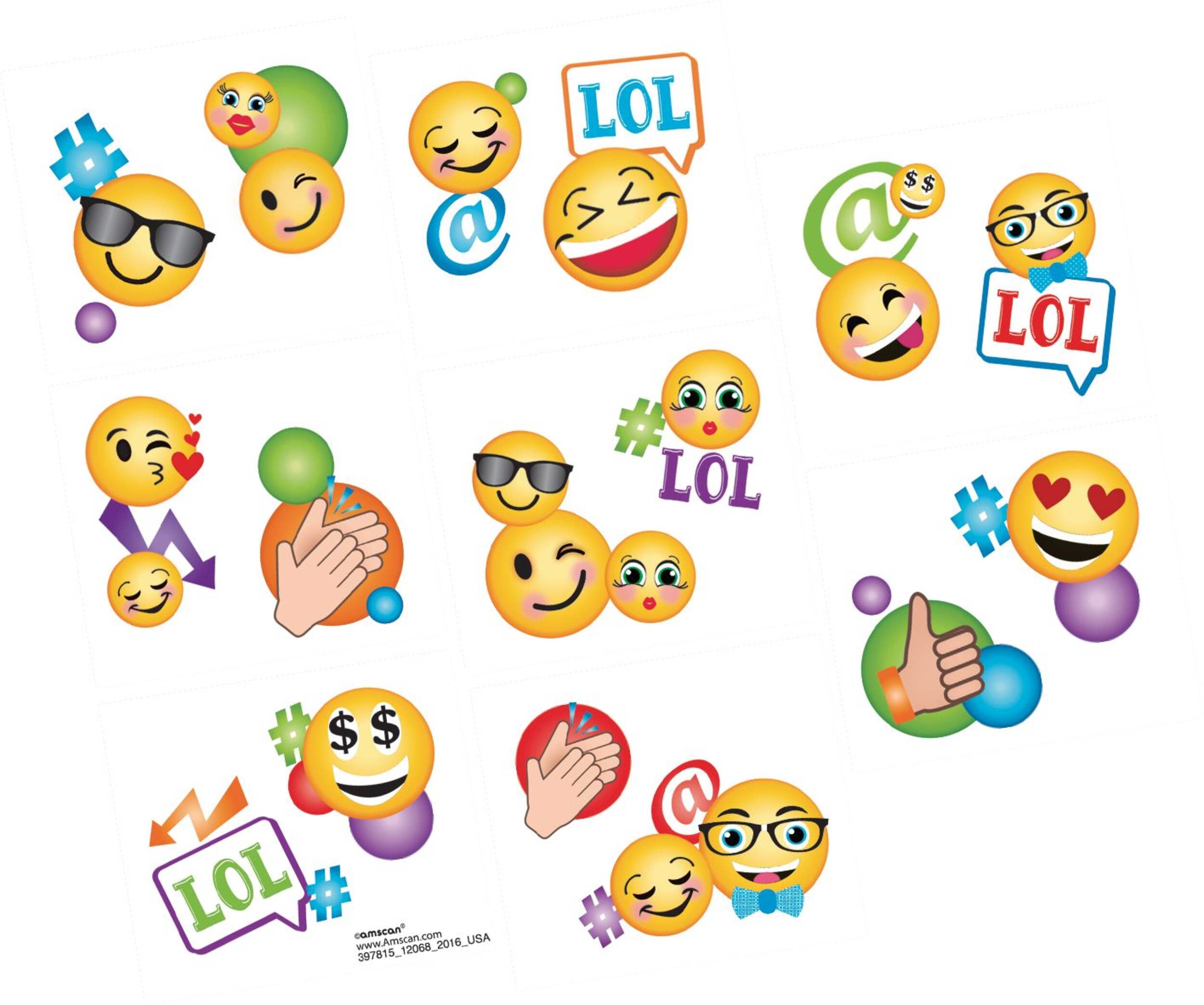 LOL Smiley Tattoos, 1 Sheet Overhead_Flat