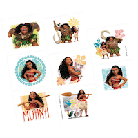 Tatouages temporaires variés de Disney Moana, multicolore, paq. 8, cadeaux-surprises à porter pour les anniversaires Overhead_Flat