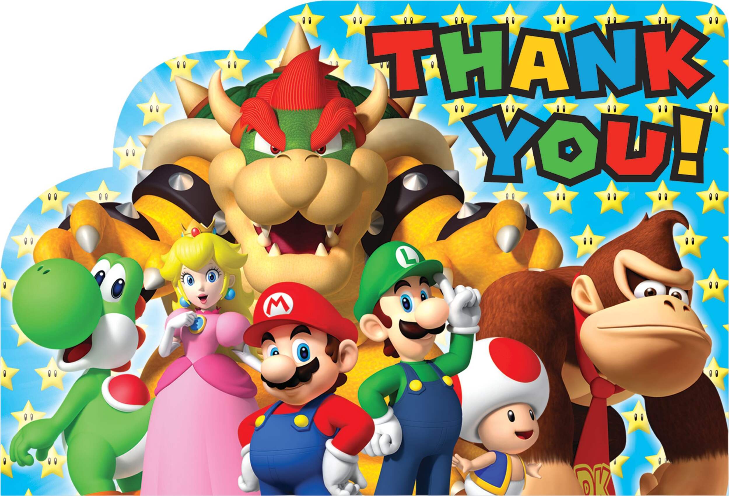 Super Mario Birthday Party Thank You Notes, 8-pk Front_Flat