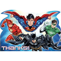 Justice League Birthday Party Thank You Notes, 8-pk Front_Flat
