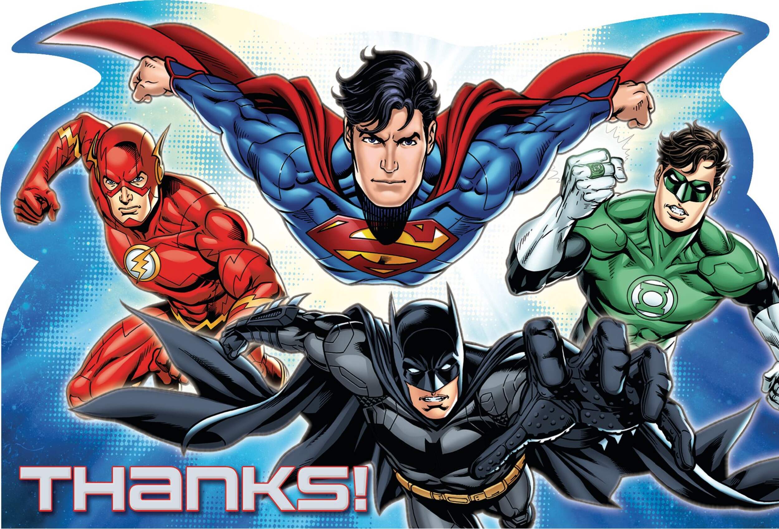 Justice League Birthday Party Thank You Notes, 8-pk Front_Flat