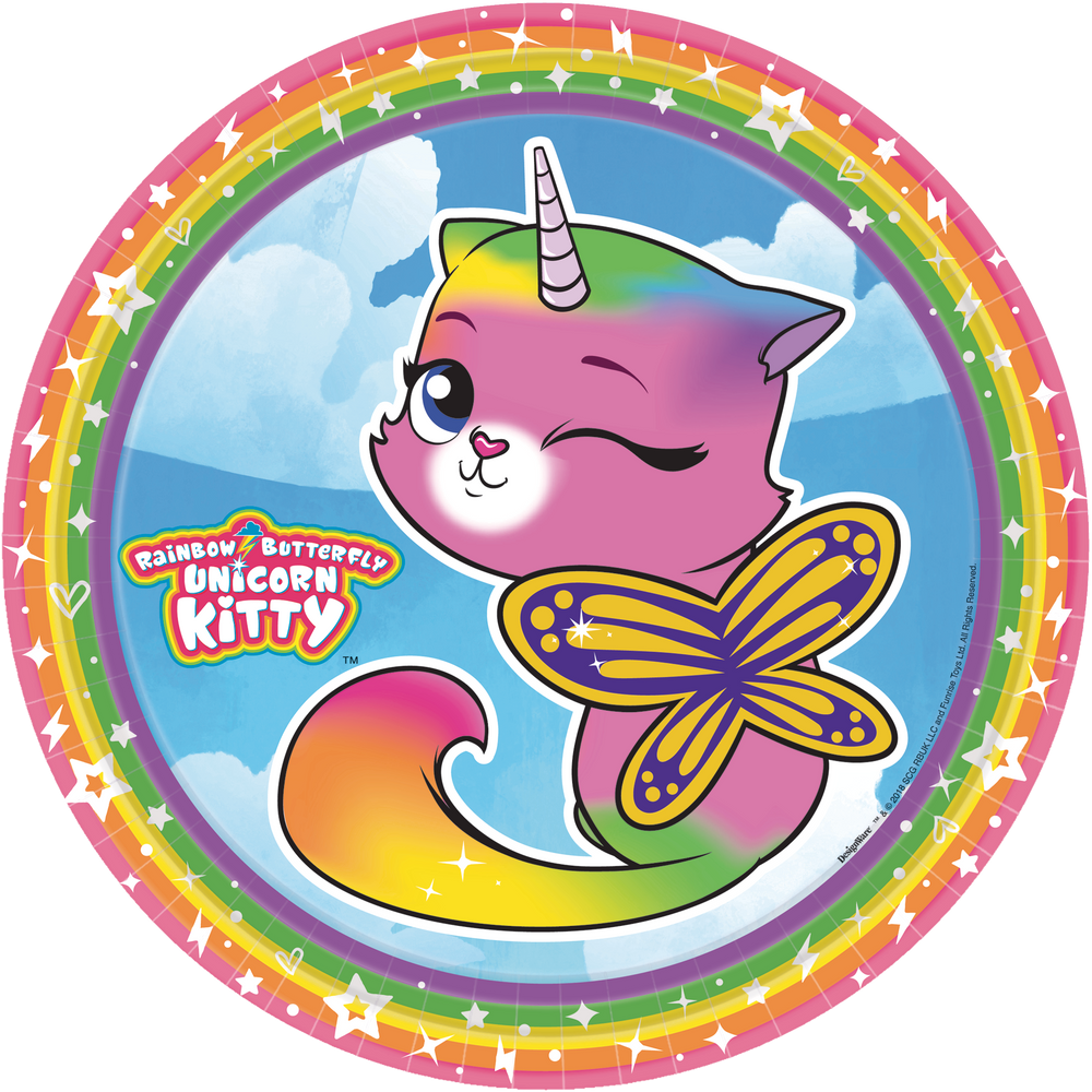 Rainbow Butterfly Unicorn Kitty Lunch Plates, 8-pk | Canadian Tire