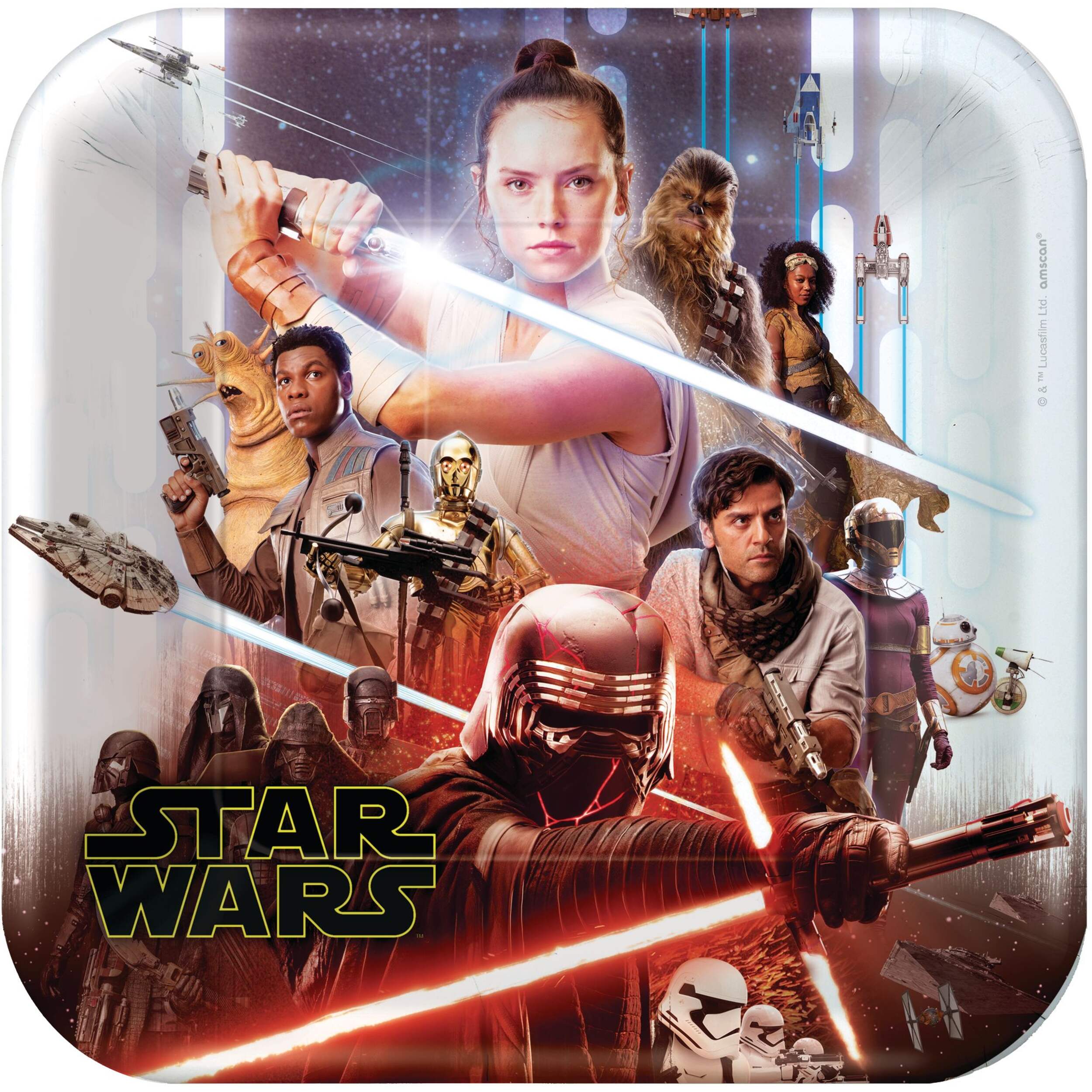 Star Wars 9&nbsp;: Assiettes à dîner pour fête d'anniversaire, Star Wars 9&nbsp;: Ascension de Skywalker, grand, 9 po, paq. 8 Overhead_Flat