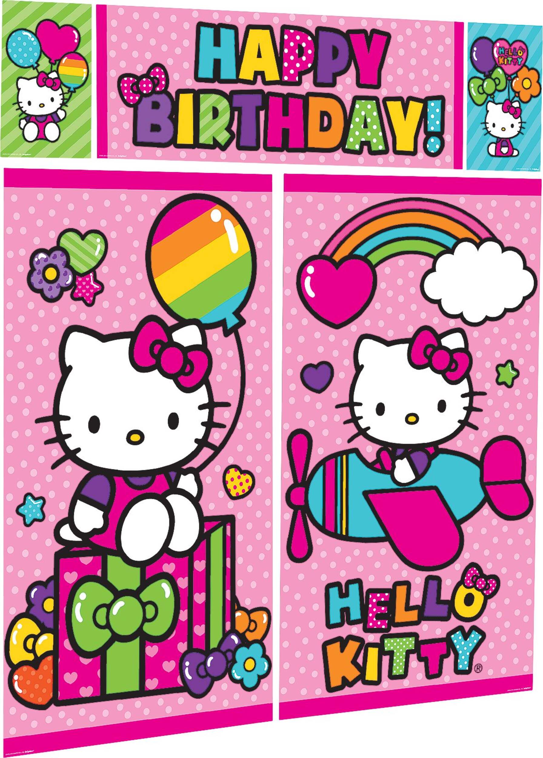 Rainbow Hello Kitty Birthday Party Scene Setter Decoration Kit, 4-pc Front_Angled_Right