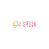 Metallic Gold Pink Oh Baby Banner Front_Flat
