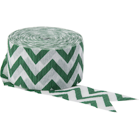 Hanging Crepe Paper Streamer Decoration, Green/White, Chevron, 81-ft, for St. Patrick's Day/Birthday Front_Elevated