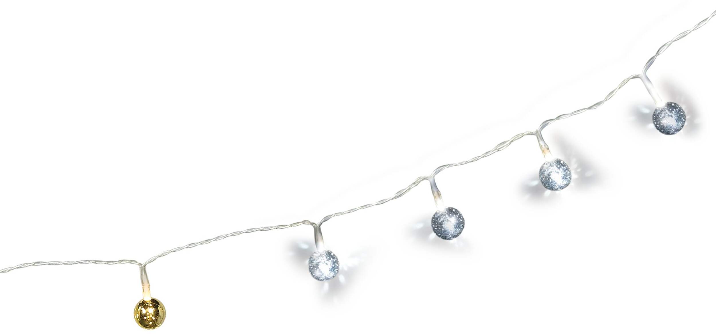 Mini Silver Globe LED String Lights CloseUp