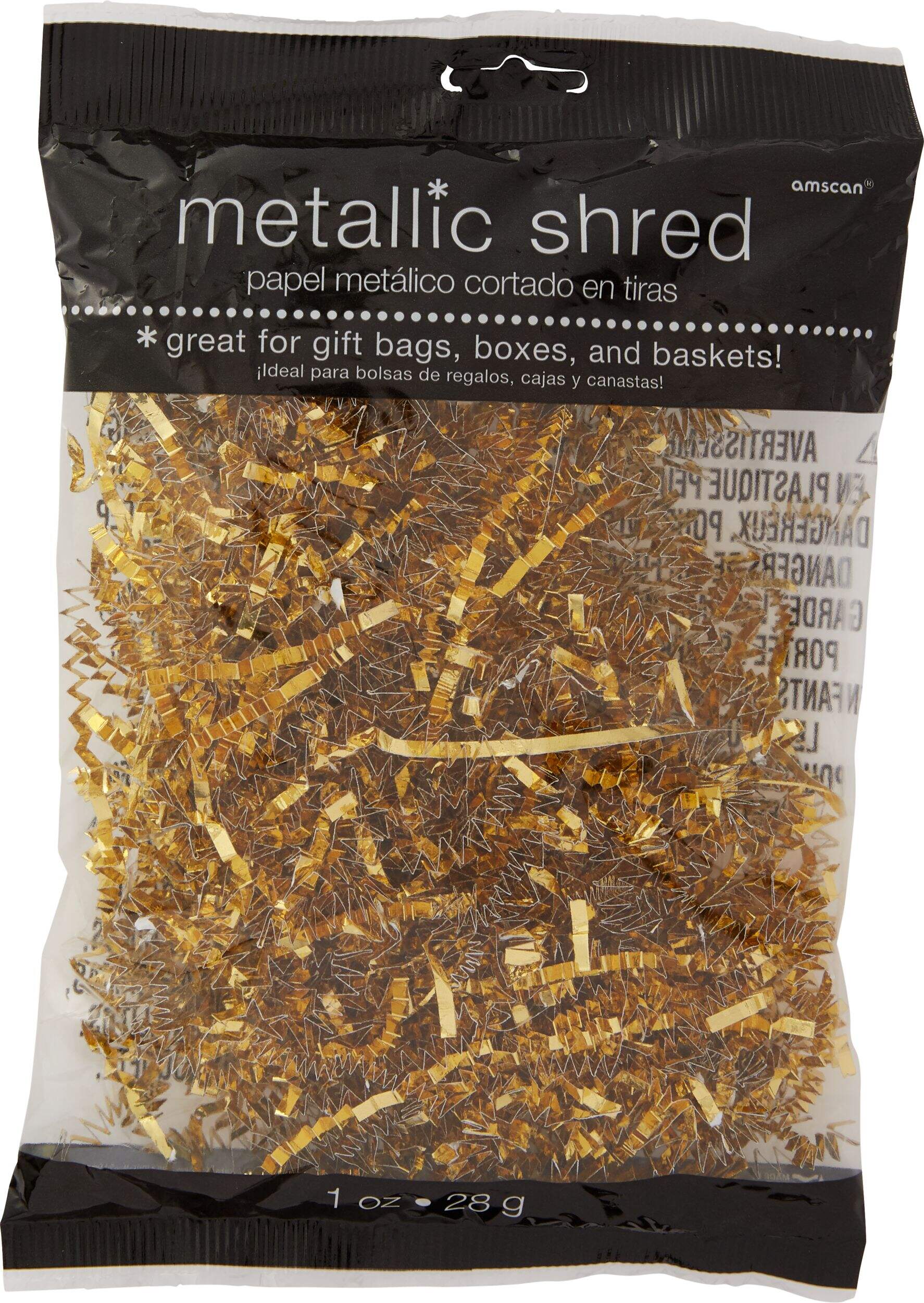 Decorative Gift Wrapping Crinkle Paper Shreds, Metallic Gold, 28-g, for Easter/Graduation/Christmas/Birthday Front_Flat