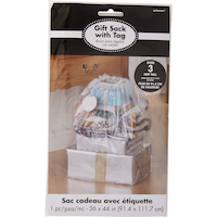 Reusable Gift Sack Bag with Tag, Clear, 3-ft, for Birthday/Wedding/Baby Shower Front_Flat