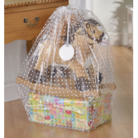 Reusable Gift Sack Bag with Tag, Clear, Polka Dots, 11-in, for Baby Shower/Gender Reveal Front_Angled_Left