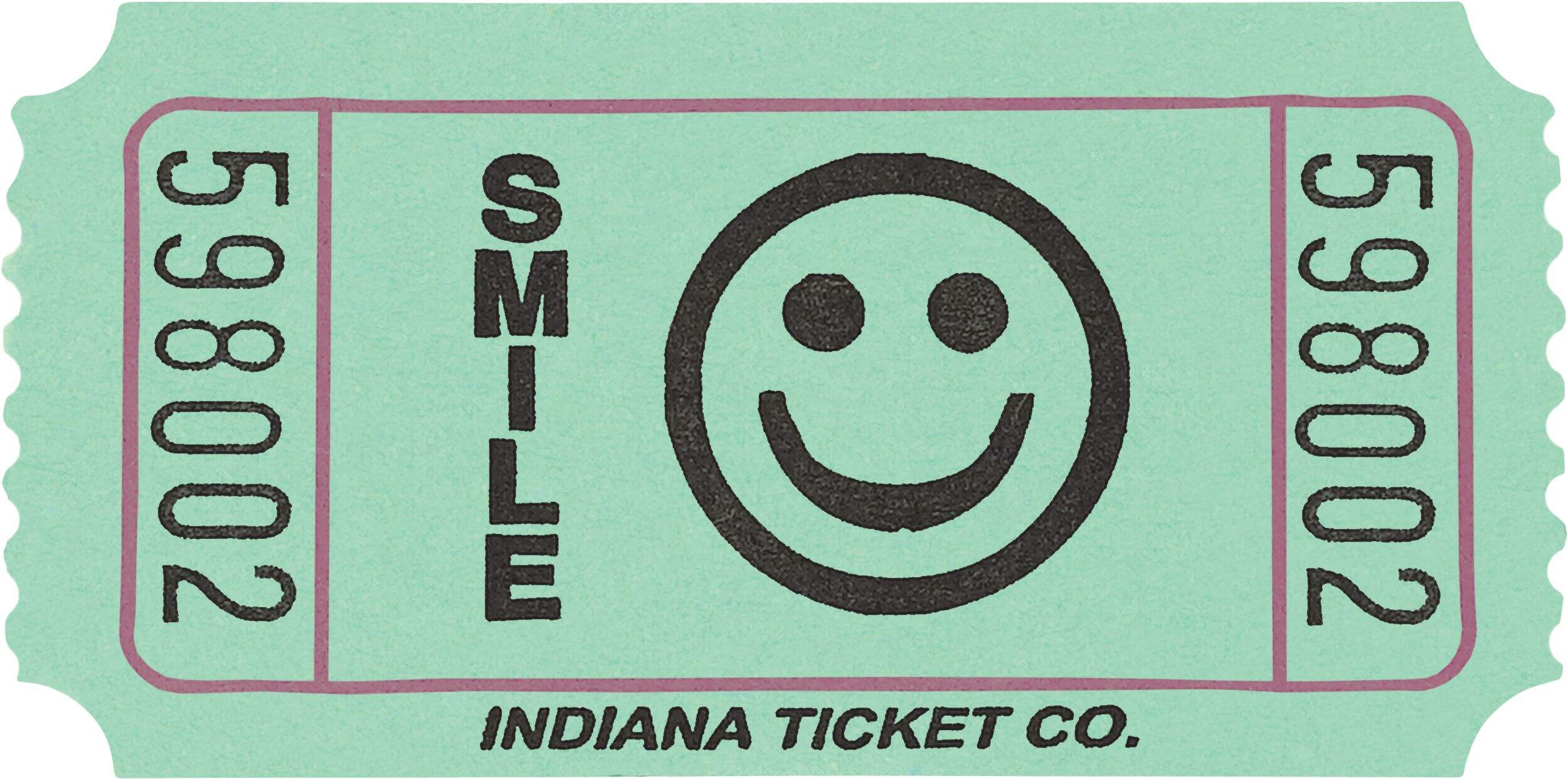 Smiley Ticket Roll, Green, 2-in, 1000-pk, for Birthday Party Front_Flat