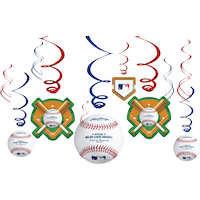 Major League Baseball MLB Rawlings Swirl Hanging Decorations, Red/Blue, 10-in, 12-pk, for Sports Party