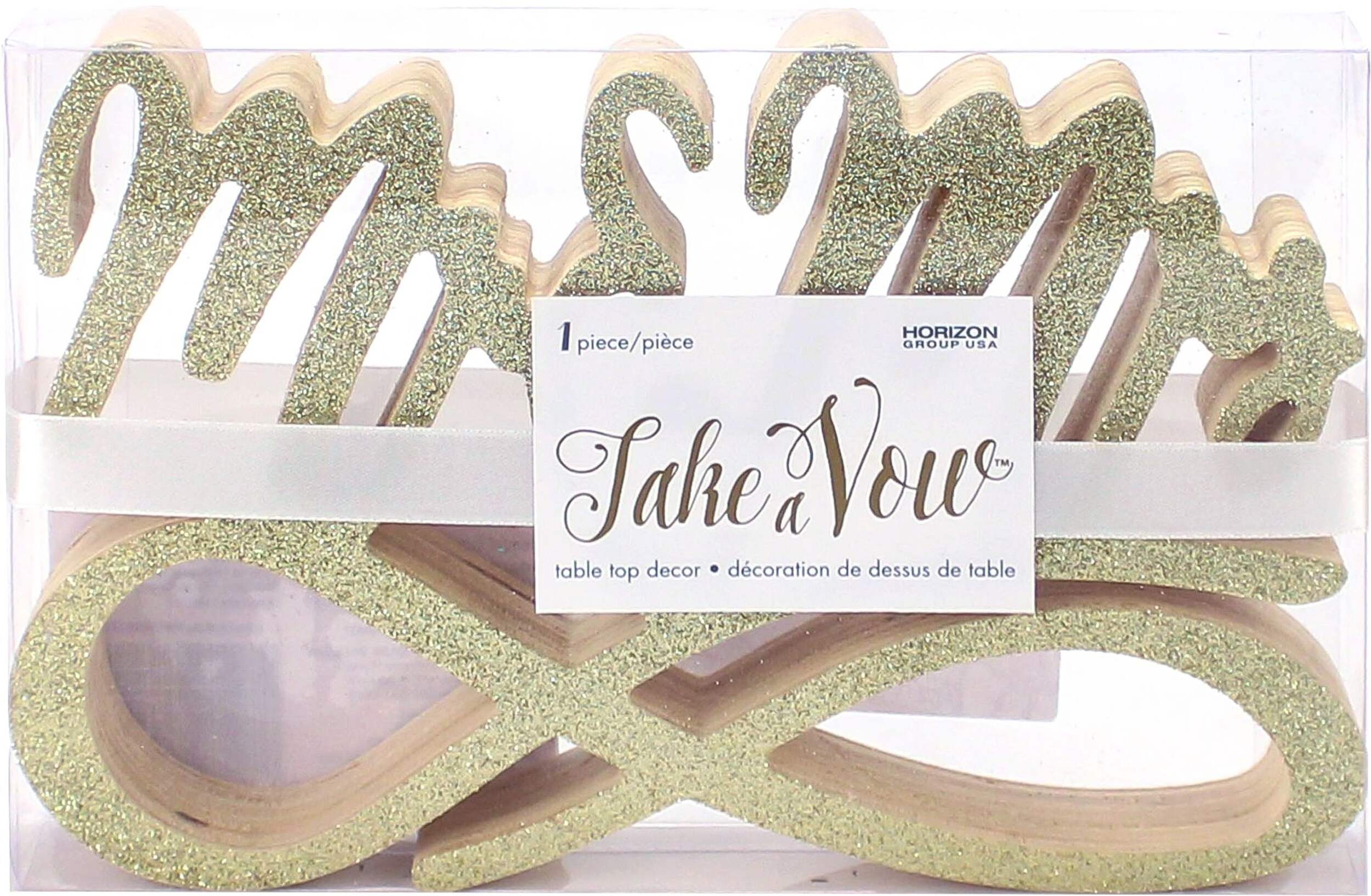 Glitter Gold Mr. Mrs. Centerpiece Front_Elevated