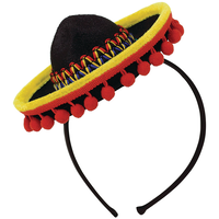 Mini Sombrero Headband with Ball Fringe