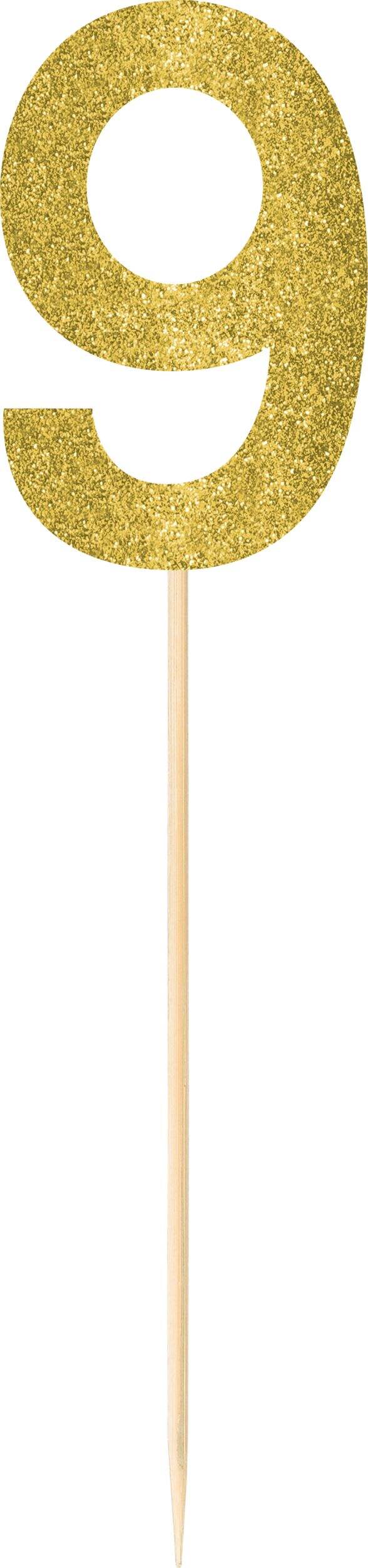 Piquets, chiffre 9, or scintillant, grand, paq. 2 Front_Flat