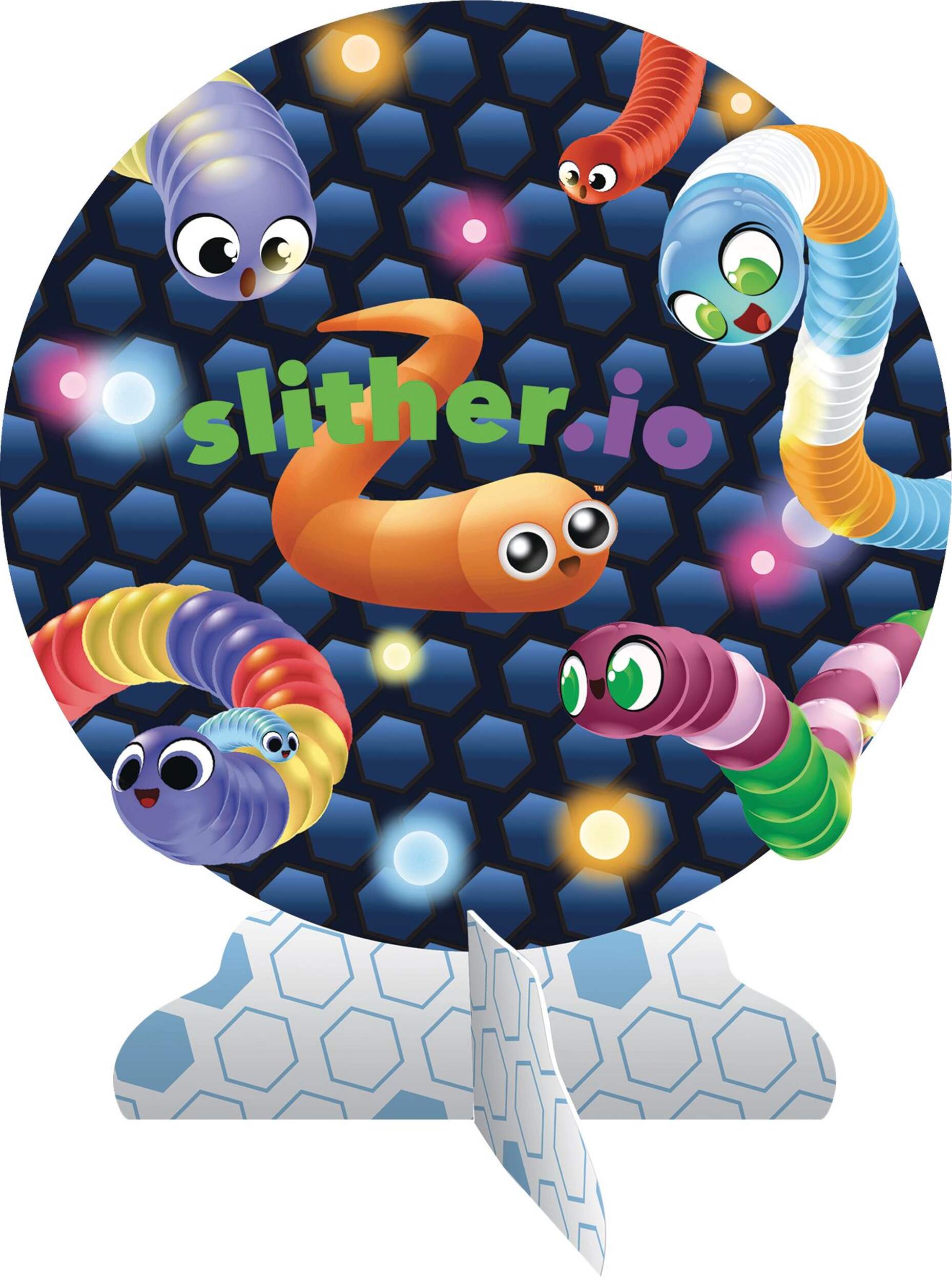 Slither.io Worm Sign Table Centerpiece Decoration, Blue, 9-in, for Birthday Party Front_Flat