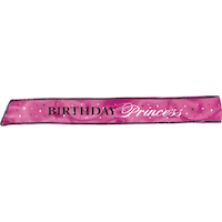 Birthday Princess Sash, Pink Front_Flat