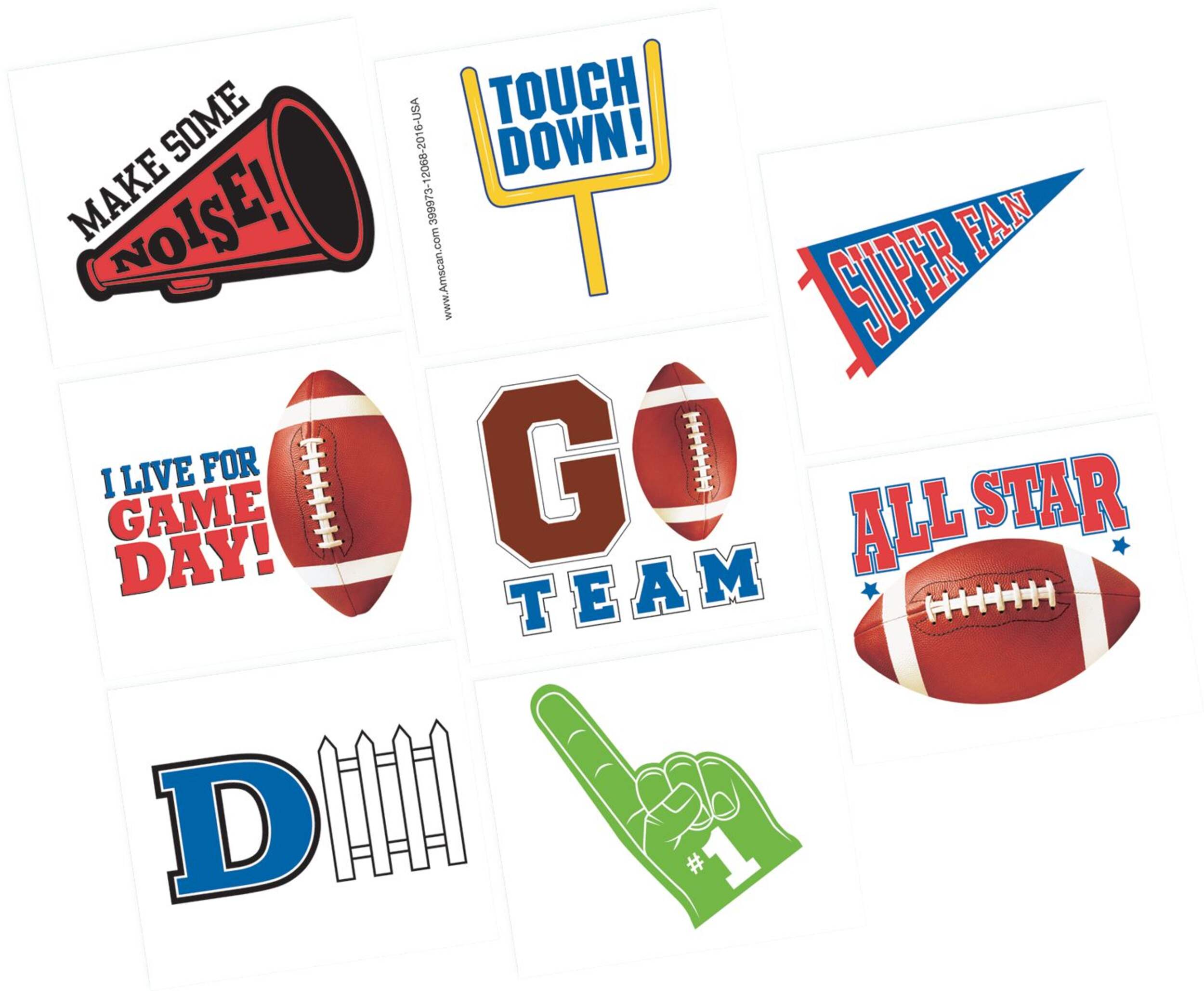Football Tattoos, 8-pk Overhead_Flat