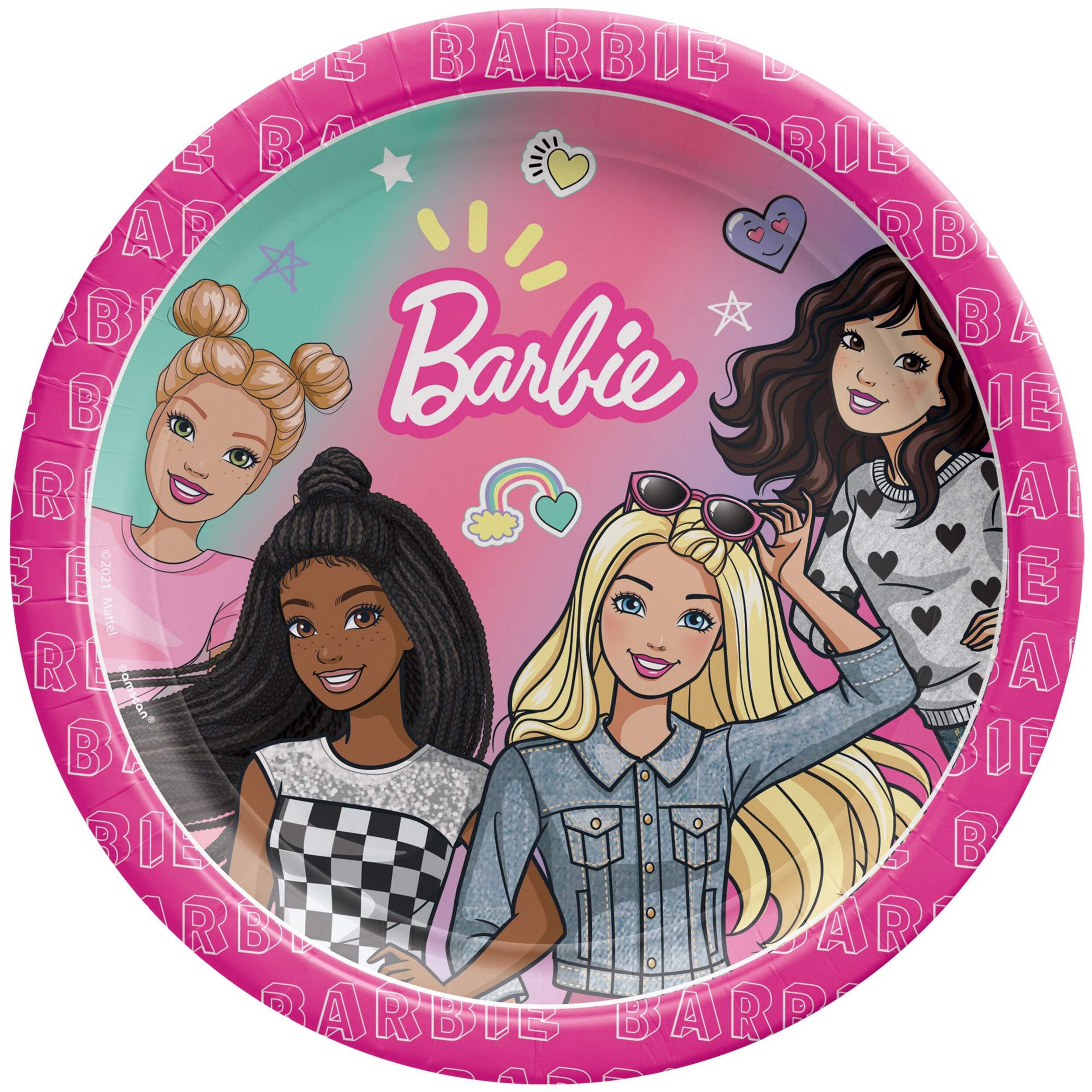 Assiettes à dessert en papier Mattel Barbie Dream Together, 7&nbsp;po, paq. 8 Overhead_Flat