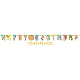Banderole décorative suspendue personnalisable Happy Birthday Cocomelon, multicolore, 126 po, paq. 2, pour fête d'anniversaire Front_Flat