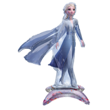 Ballon en aluminium assis satiné Disney La Reine des neiges Elsa, bleu, 25 po, gonflé d'air, pour fête d'anniversaire Front_Flat