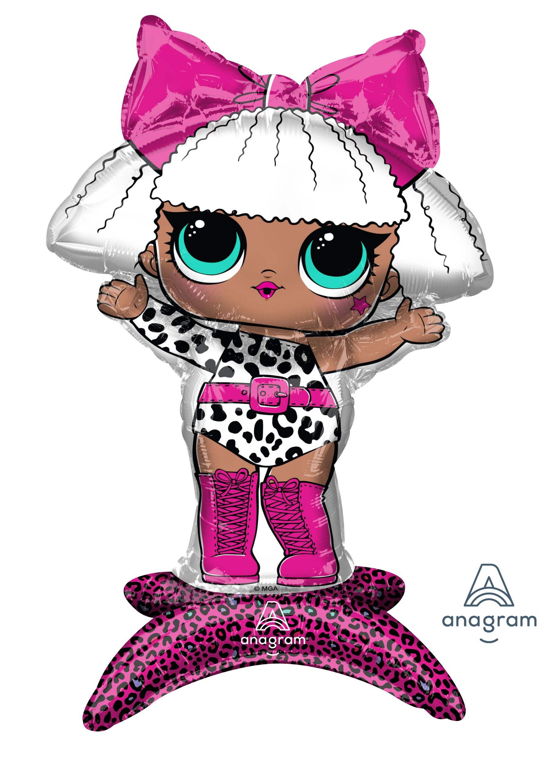 L.O.L. Surprise! Diva Satin Sitting Mylar Balloon, Pink/White, 23-in, Air-Filled for Birthday Party Front_Flat