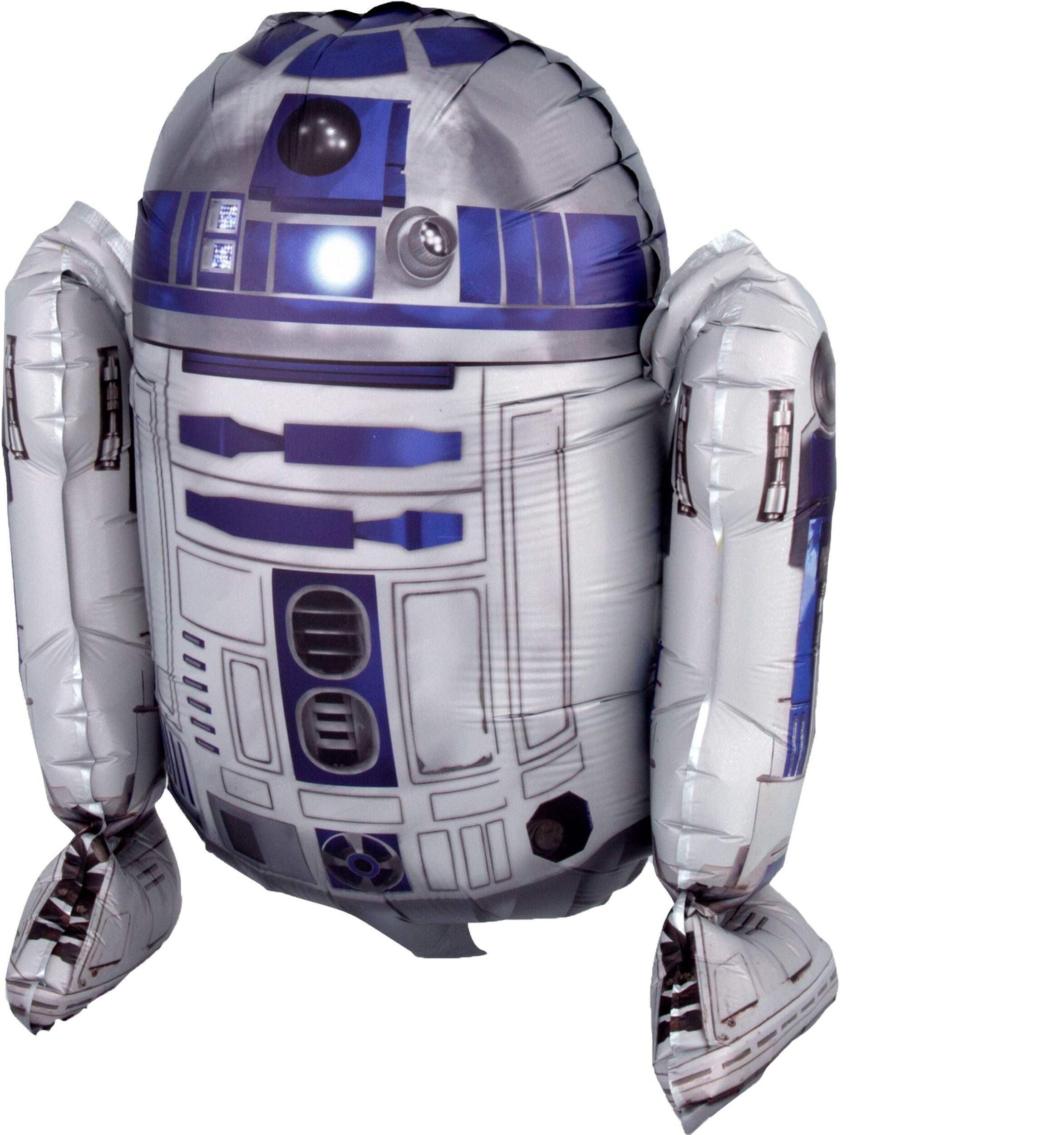 Ballon en aluminium assis satiné Disney Star Wars R2-D2, argent/bleu, 18 po, gonflé d'air, pour fête d'anniversaire Front_Angled_Left