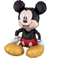 Ballon en aluminium assis satiné Disney Mickey Mouse, rouge/noir, 18 po, gonflé d'air, pour fête d'anniversaire Front_Angled_Left