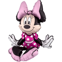 Disney Minnie Mouse Satin Sitting Foil Balloon, Pink/Black, Polka Dot, 19-in, Air-Filled for Birthday Party Balloon Front_Angled_Left