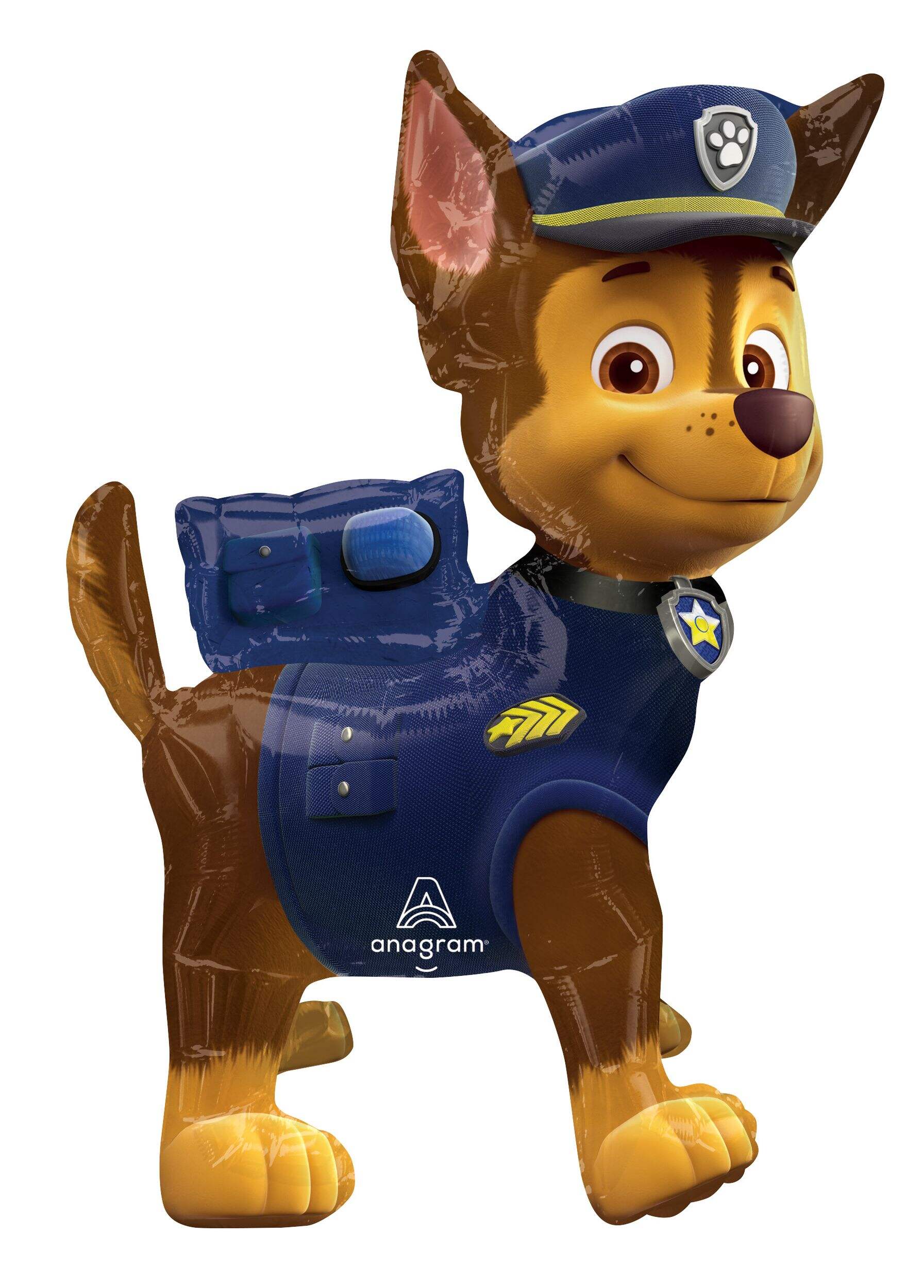 Nickelodeon PAW Patrol Chase Dog Satin Sitting Foil Balloon, Blue/Brown, 24-in, Air-Filled for Birthday Party Side_Right