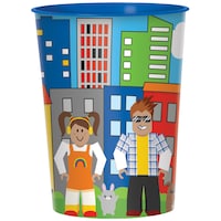 Party Town Plastic Reusable Favour Cup, Blue, 16-oz, for Birthday Party Front_Flat