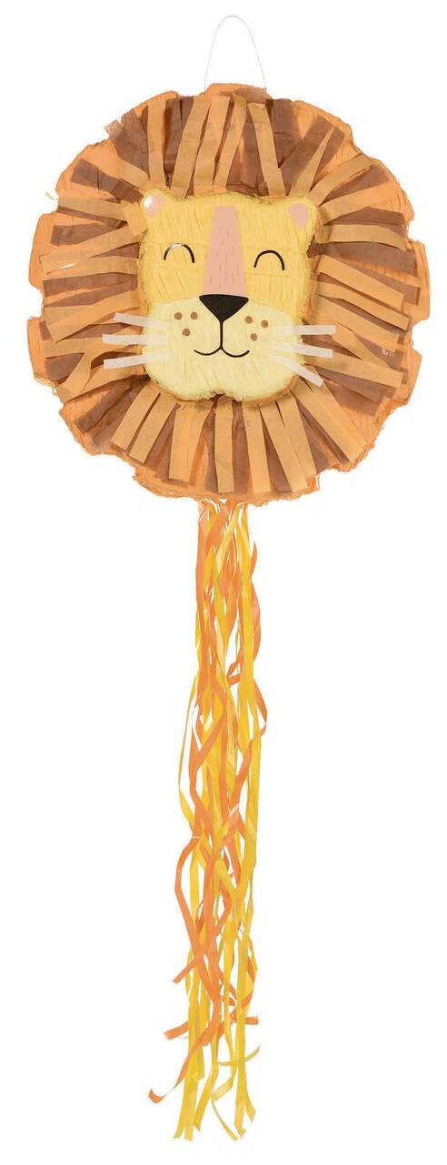 Get Wild Lion Pinata Hanging Pull String Decoration, Orange, 15-in, Holds  2lb of Pinata Filler, for Birthday Parties