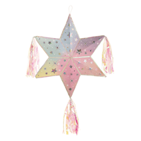 Luminous Six-Pointed Star Pinata Hanging Pull String Decoration, Iridescent Pink/Blue, 19.5-in, Holds 2lb of Pinata Filler, for Birthday Parties Front_Flat