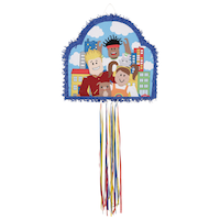 Party Town Pinata Hanging Pull String Pinata Decoration, Blue, 19-in, Holds 2lb of Pinata Filler, for Birthday Parties