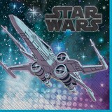 Disney Star Wars Galaxy of Adventures X-Wing Square Paper Disposable Lunch Napkins, Blue, 6.5-in, 16-pk, 2-ply, for Birthday Party Front_Flat