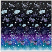 Disney Star Wars Galaxy of Adventures Plastic Scene Setter Background Decoration, Blue/Purple/Black, 8-ft, 2-pk, for Birthday Party