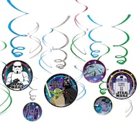 Disney Star Wars Galaxy of Adventures Swirl Hanging Decorations, Black/Purple, 10-in, 12-pk, for Birthday Party Front_Flat